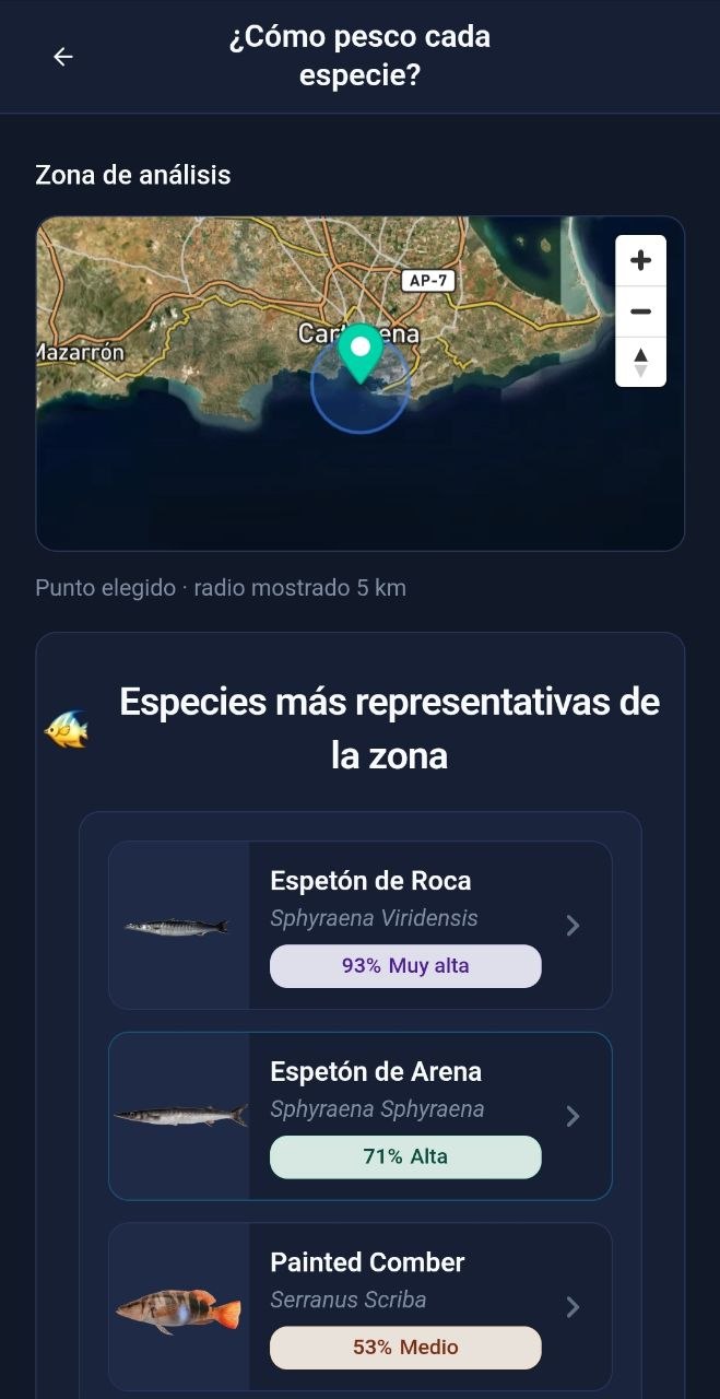 Especies más representativas de una zona de 5 km, con índice de actividad por especie